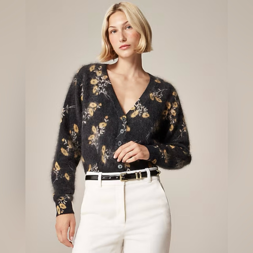 NWT J. Crew Brushed Cashmere Party Cardigan In Marigold XS X-Small $288 Sold Out